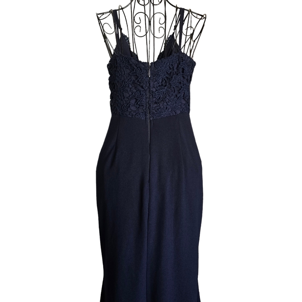 🔥Lulu's Leandra Navy Blue Lace Maxi Dress, Size S - Picture 8 of 10